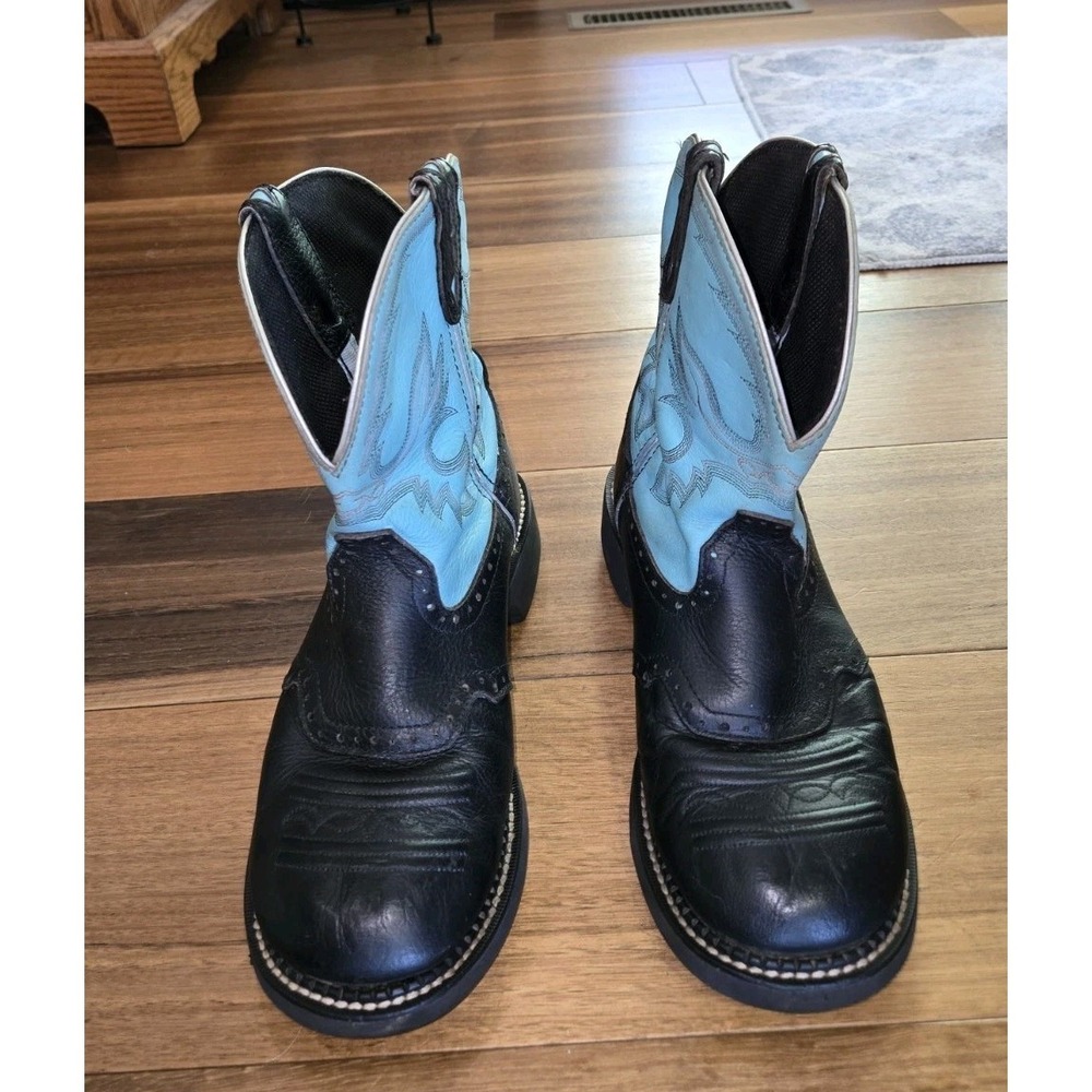 JUSTIN Women's GYPSY Black Leather Round Toe Western Cowgirl Boots Size 11B